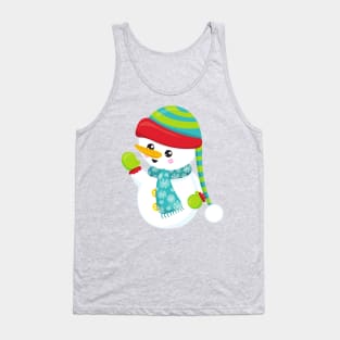 Christmas Snowman, Scarf, Hat, Gloves, Carrot Nose Tank Top